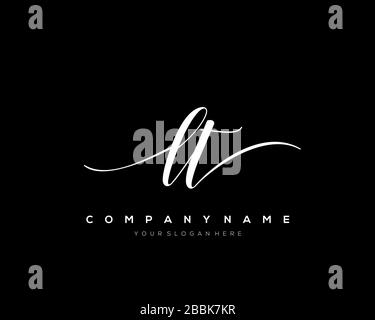 LT Initial Letter handwriting logo hand drawn template vector, logo for beauty, cosmetics, wedding, fashion and business Stock Vector