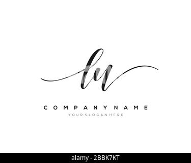 LU Initial Letter handwriting logo hand drawn template vector, logo for beauty, cosmetics, wedding, fashion and business Stock Vector