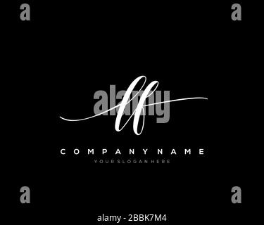 LF Initial Letter handwriting logo hand drawn template vector, logo for beauty, cosmetics, wedding, fashion and business Stock Vector