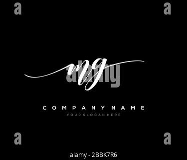 MG Initial Letter handwriting logo hand drawn template vector, logo for beauty, cosmetics, wedding, fashion and business Stock Vector