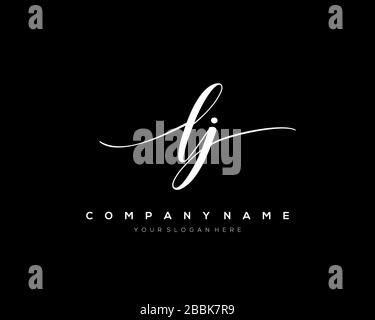 LJ Initial Letter handwriting logo hand drawn template vector, logo for beauty, cosmetics, wedding, fashion and business Stock Vector