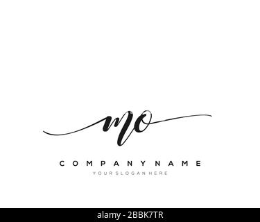 MO Initial Letter handwriting logo hand drawn template vector, logo for beauty, cosmetics, wedding, fashion and business Stock Vector