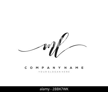 ML Initial handwriting logo with circle hand drawn template vector ...