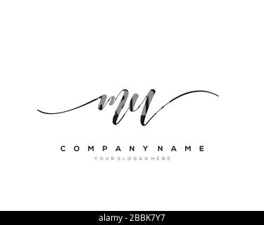 MU Initial Letter handwriting logo hand drawn template vector, logo for beauty, cosmetics, wedding, fashion and business Stock Vector