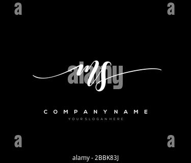 MS Initial Letter handwriting logo hand drawn template vector, logo for beauty, cosmetics, wedding, fashion and business Stock Vector