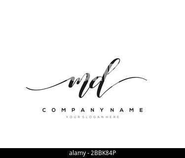 MD Initial Letter handwriting logo hand drawn template vector, logo for beauty, cosmetics, wedding, fashion and business Stock Vector