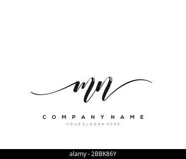 MN Initial Letter handwriting logo hand drawn template vector, logo for beauty, cosmetics, wedding, fashion and business Stock Vector
