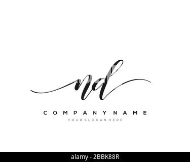 ND Initial Letter handwriting logo hand drawn template vector, logo for beauty, cosmetics, wedding, fashion and business Stock Vector