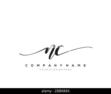 NC Initial Letter handwriting logo hand drawn template vector, logo for beauty, cosmetics, wedding, fashion and business Stock Vector