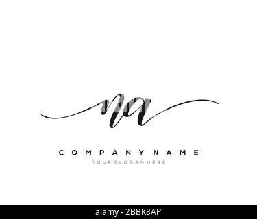 NA Initial Letter handwriting logo hand drawn template vector, logo for beauty, cosmetics, wedding, fashion and business Stock Vector