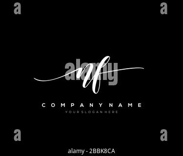 NF Initial Letter handwriting logo hand drawn template vector, logo for beauty, cosmetics, wedding, fashion and business Stock Vector