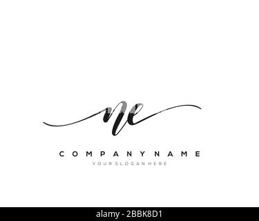 NE Initial Letter handwriting logo hand drawn template vector, logo for beauty, cosmetics, wedding, fashion and business Stock Vector