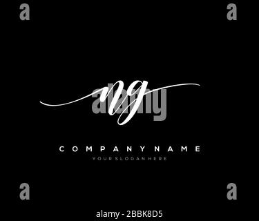 NG Initial Letter handwriting logo hand drawn template vector, logo for beauty, cosmetics, wedding, fashion and business Stock Vector