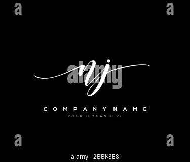 NJ Initial Letter handwriting logo hand drawn template vector, logo for beauty, cosmetics, wedding, fashion and business Stock Vector
