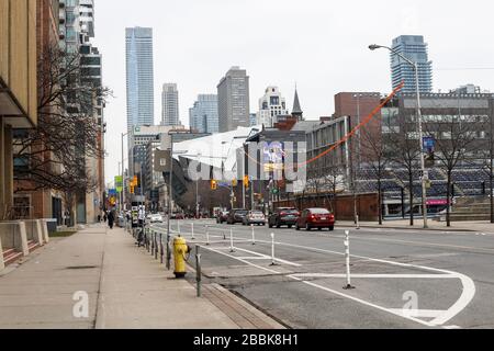 Emty city - Toronto. quarantine, virus COVID-19, no people on the streets, all buildings closed. Coronavirus pandemy. No people around. Stock Photo