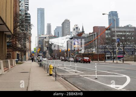 Emty city - Toronto. quarantine, virus COVID-19, no people on the streets, all buildings closed. Coronavirus pandemy. No people around. Stock Photo