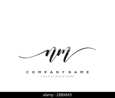 NM Initial Letter handwriting logo hand drawn template vector, logo for beauty, cosmetics, wedding, fashion and business Stock Vector
