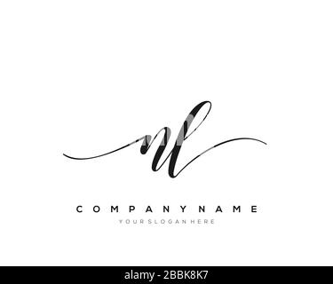 NL Initial Letter handwriting logo hand drawn template vector, logo for beauty, cosmetics, wedding, fashion and business Stock Vector