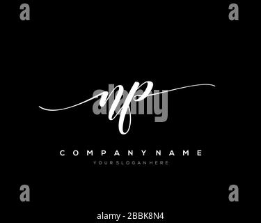 NP Initial Letter handwriting logo hand drawn template vector, logo for beauty, cosmetics, wedding, fashion and business Stock Vector