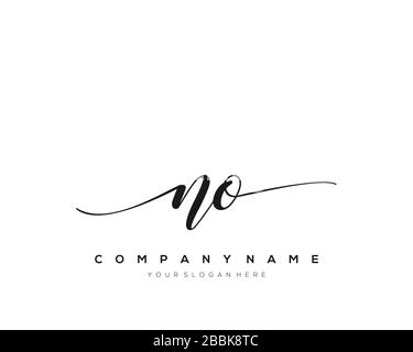 NO Initial Letter handwriting logo hand drawn template vector, logo for beauty, cosmetics, wedding, fashion and business Stock Vector