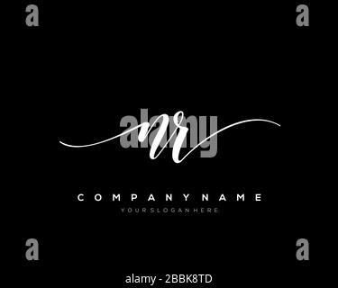 NR Initial Letter handwriting logo hand drawn template vector, logo for beauty, cosmetics, wedding, fashion and business Stock Vector