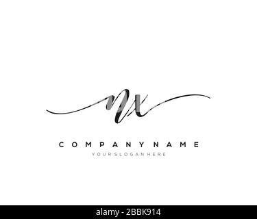NX Initial Letter handwriting logo hand drawn template vector, logo for beauty, cosmetics, wedding, fashion and business Stock Vector