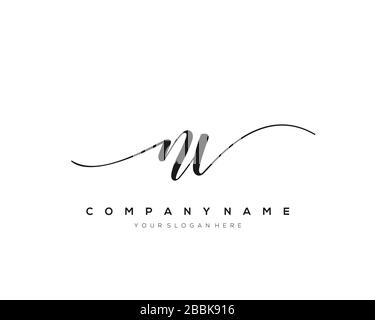 NV Initial Letter handwriting logo hand drawn template vector, logo for beauty, cosmetics, wedding, fashion and business Stock Vector