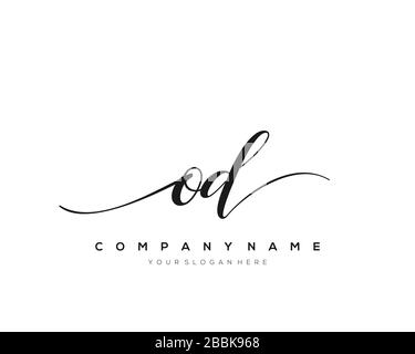 OD Initial Letter handwriting logo hand drawn template vector, logo for beauty, cosmetics, wedding, fashion and business Stock Vector