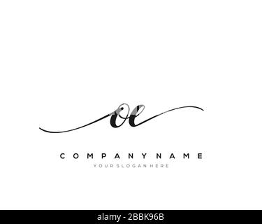 OE Initial Letter handwriting logo hand drawn template vector, logo for beauty, cosmetics, wedding, fashion and business Stock Vector