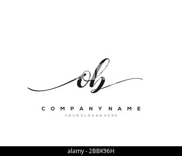 OB Initial Letter handwriting logo hand drawn template vector, logo for beauty, cosmetics, wedding, fashion and business Stock Vector