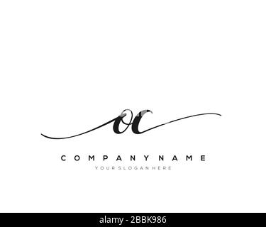 OC Initial Letter handwriting logo hand drawn template vector, logo for beauty, cosmetics, wedding, fashion and business Stock Vector