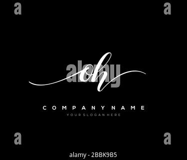 OH Initial Letter handwriting logo hand drawn template vector, logo for beauty, cosmetics, wedding, fashion and business Stock Vector