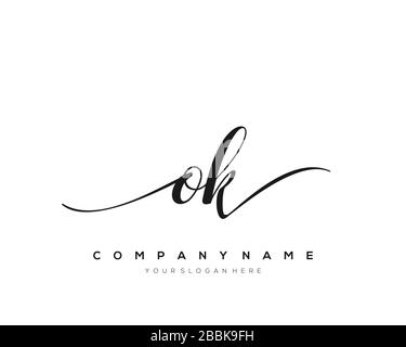 OK Initial Letter handwriting logo hand drawn template vector, logo for beauty, cosmetics, wedding, fashion and business Stock Vector