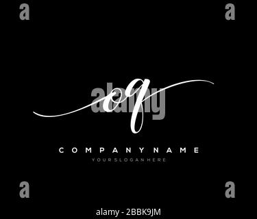 OQ Initial Letter handwriting logo hand drawn template vector, logo for beauty, cosmetics, wedding, fashion and business Stock Vector