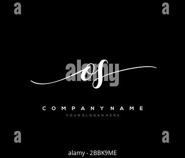 OS Initial Letter handwriting logo hand drawn template vector, logo for beauty, cosmetics, wedding, fashion and business Stock Vector