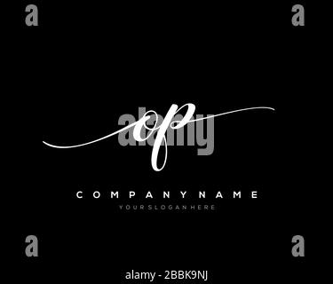 OP Initial Letter handwriting logo hand drawn template vector, logo for beauty, cosmetics, wedding, fashion and business Stock Vector