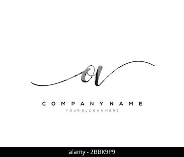 OV Initial Letter handwriting logo hand drawn template vector, logo for beauty, cosmetics, wedding, fashion and business Stock Vector