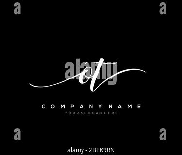 OT Initial Letter handwriting logo hand drawn template vector, logo for beauty, cosmetics, wedding, fashion and business Stock Vector