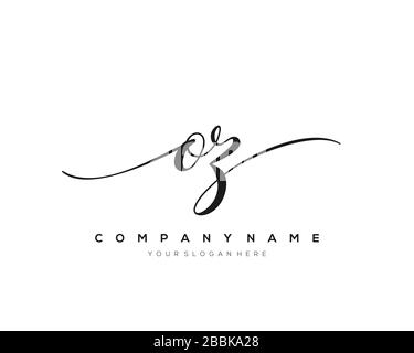 OZ Initial Letter handwriting logo hand drawn template vector, logo for beauty, cosmetics, wedding, fashion and business Stock Vector
