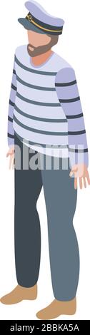 Bearded sailor icon, isometric style Stock Vector