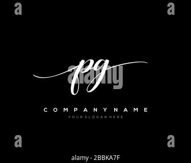 PG Initial Letter handwriting logo hand drawn template vector, logo for beauty, cosmetics, wedding, fashion and business Stock Vector