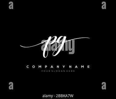 PG Initial Letter handwriting logo hand drawn template vector, logo for beauty, cosmetics, wedding, fashion and business Stock Vector