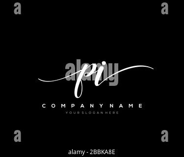 PI Initial Letter handwriting logo hand drawn template vector, logo for beauty, cosmetics, wedding, fashion and business Stock Vector