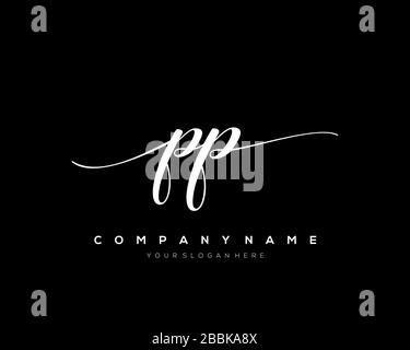 PP Initial Letter handwriting logo hand drawn template vector, logo for beauty, cosmetics, wedding, fashion and business Stock Vector