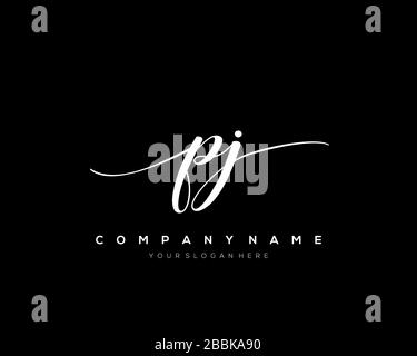 PJ Initial Letter handwriting logo hand drawn template vector, logo for beauty, cosmetics, wedding, fashion and business Stock Vector