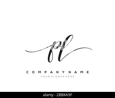 PL Initial Letter handwriting logo hand drawn template vector, logo for beauty, cosmetics, wedding, fashion and business Stock Vector