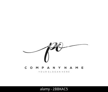 PO Initial Letter handwriting logo hand drawn template vector, logo for beauty, cosmetics, wedding, fashion and business Stock Vector