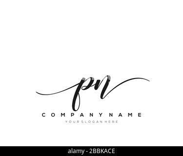 PN Initial Letter handwriting logo hand drawn template vector, logo for beauty, cosmetics, wedding, fashion and business Stock Vector