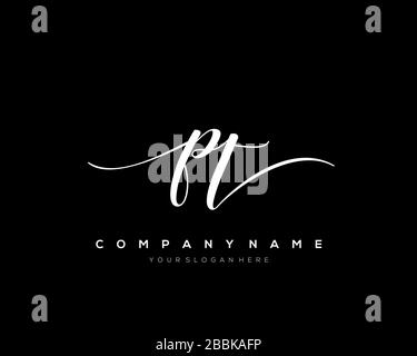 PT Initial Letter handwriting logo hand drawn template vector, logo for beauty, cosmetics, wedding, fashion and business Stock Vector