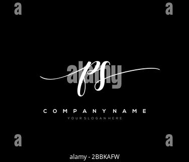 PS Initial Letter handwriting logo hand drawn template vector, logo for beauty, cosmetics, wedding, fashion and business Stock Vector